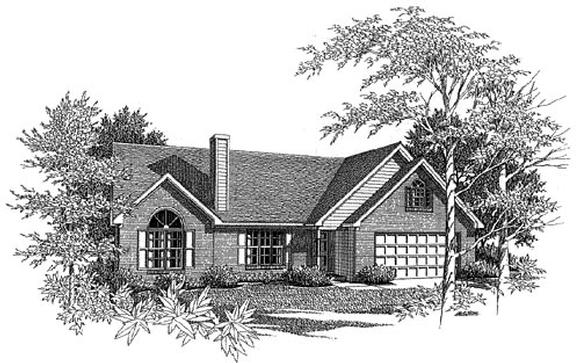 Traditional House Plan 58066 with 3 Beds, 2 Baths, 2 Car Garage Elevation