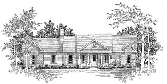 Ranch House Plan 58080 with 3 Beds, 2 Baths, 2 Car Garage Elevation