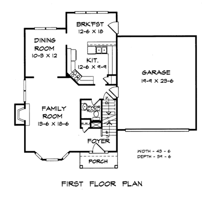Ranch House Plan 58090 with 3 Beds, 2.5 Baths, 2 Car Garage First Level Plan