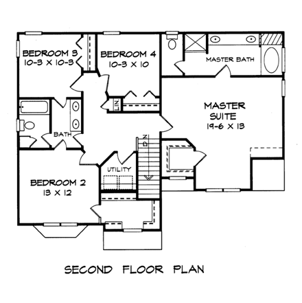Ranch House Plan 58090 with 3 Beds, 2.5 Baths, 2 Car Garage Second Level Plan