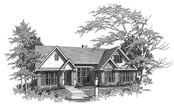 Traditional House Plan 58115 with 3 Beds, 2 Baths, 2 Car Garage Elevation