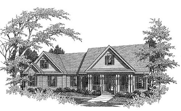 Traditional House Plan 58121 with 3 Beds, 2.5 Baths, 2 Car Garage Elevation