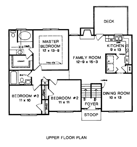 Traditional House Plan 58123 with 3 Beds, 2 Baths, 2 Car Garage First Level Plan