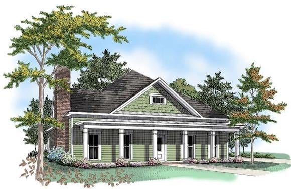 Colonial House Plan 58128 with 3 Beds, 2.5 Baths, 2 Car Garage Elevation