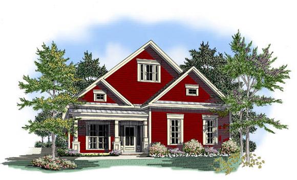 Bungalow House Plan 58138 with 3 Beds, 3 Baths, 2 Car Garage Elevation