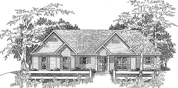 Tudor House Plan 58144 with 3 Beds, 2 Baths, 2 Car Garage Elevation