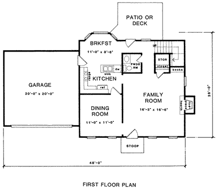 Traditional House Plan 58150 with 3 Beds, 2.5 Baths, 2 Car Garage First Level Plan
