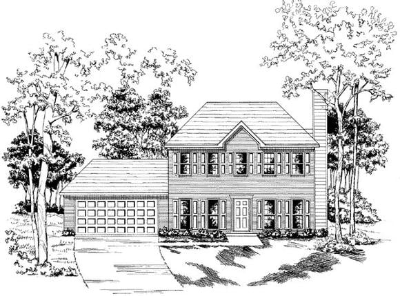 Traditional House Plan 58150 with 3 Beds, 2.5 Baths, 2 Car Garage Elevation