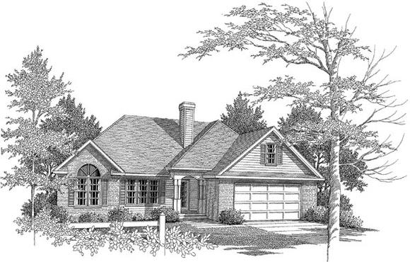 Traditional House Plan 58162 with 3 Beds, 2 Baths, 2 Car Garage Elevation