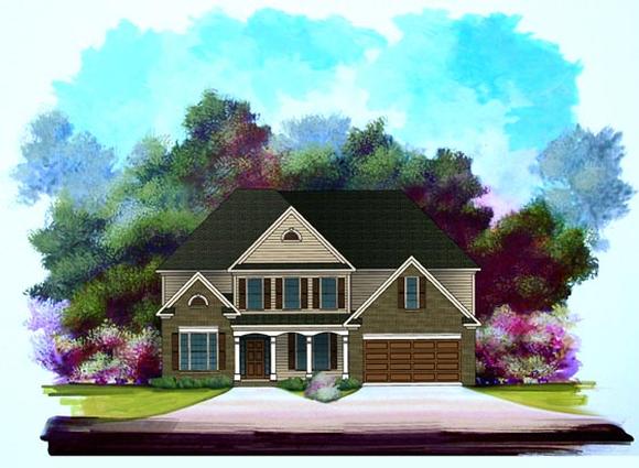 Traditional House Plan 58184 with 5 Beds, 3 Baths, 2 Car Garage Elevation