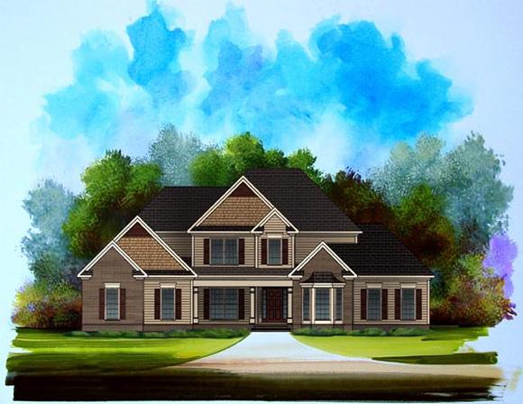 Traditional House Plan 58196 with 4 Beds, 4 Baths, 2 Car Garage Elevation
