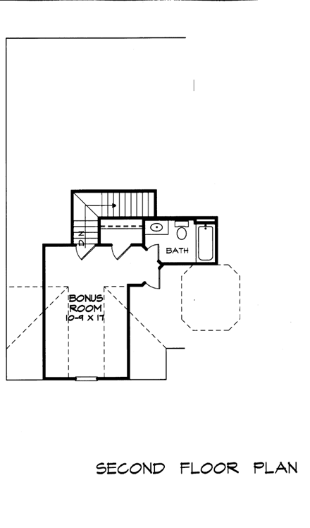 Craftsman House Plan 58197 with 3 Beds, 2 Baths, 2 Car Garage Second Level Plan