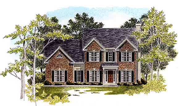 Traditional House Plan 58206 with 3 Beds, 3 Baths, 2 Car Garage Elevation