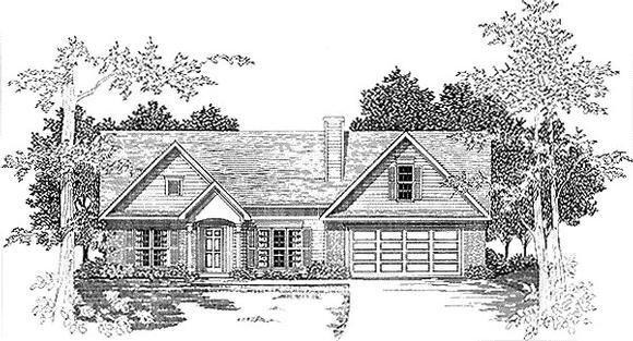 One-Story, Traditional House Plan 58210 with 3 Beds, 2 Baths, 2 Car Garage Elevation