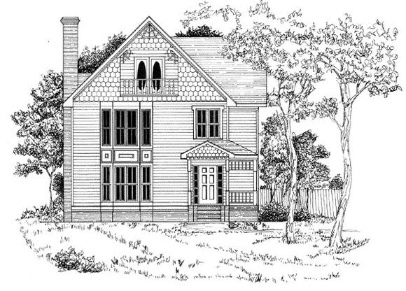 Traditional House Plan 58212 with 4 Beds, 3 Baths, 2 Car Garage Elevation