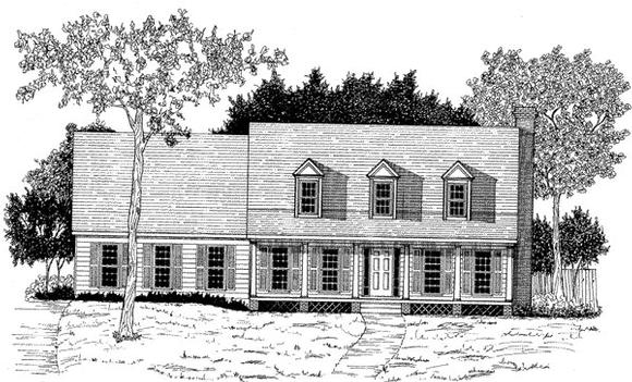 Cape Cod House Plan 58215 with 3 Beds, 3 Baths, 2 Car Garage Elevation