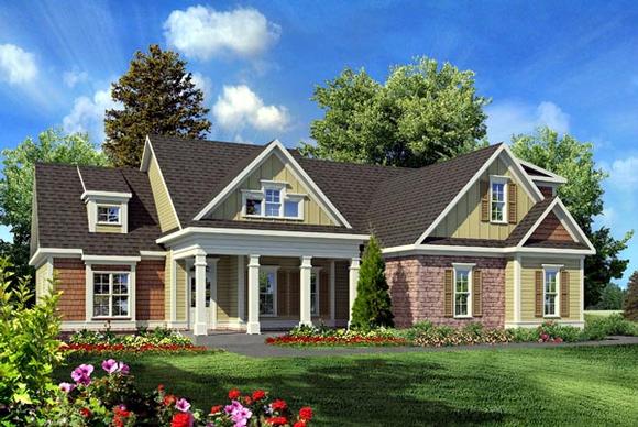 Craftsman, Traditional House Plan 58231 with 3 Beds, 2 Baths, 2 Car Garage Elevation