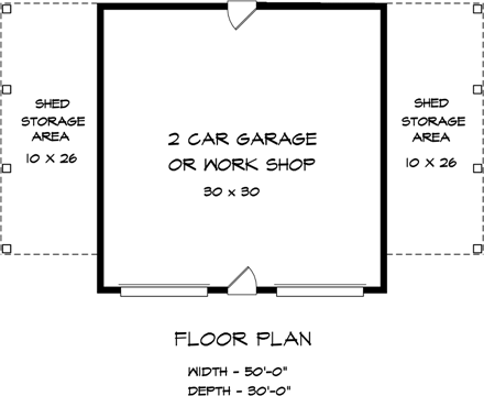2 Car Garage Plan 58244 First Level Plan