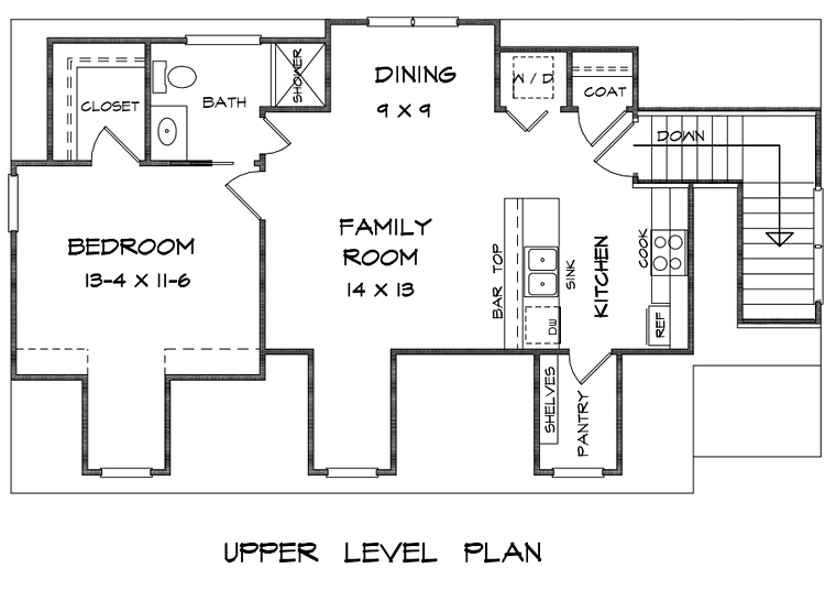Colonial, Country, Southern Garage-Living Plan 58248 with 1 Beds, 1 Baths, 3 Car Garage Level Two