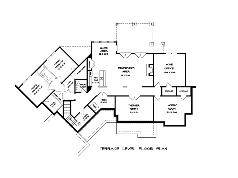Craftsman, Historic House Plan 58249 with 4 Beds, 5 Baths, 3 Car Garage Lower Level