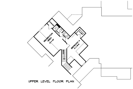Craftsman, Historic House Plan 58249 with 4 Beds, 5 Baths, 3 Car Garage Second Level Plan