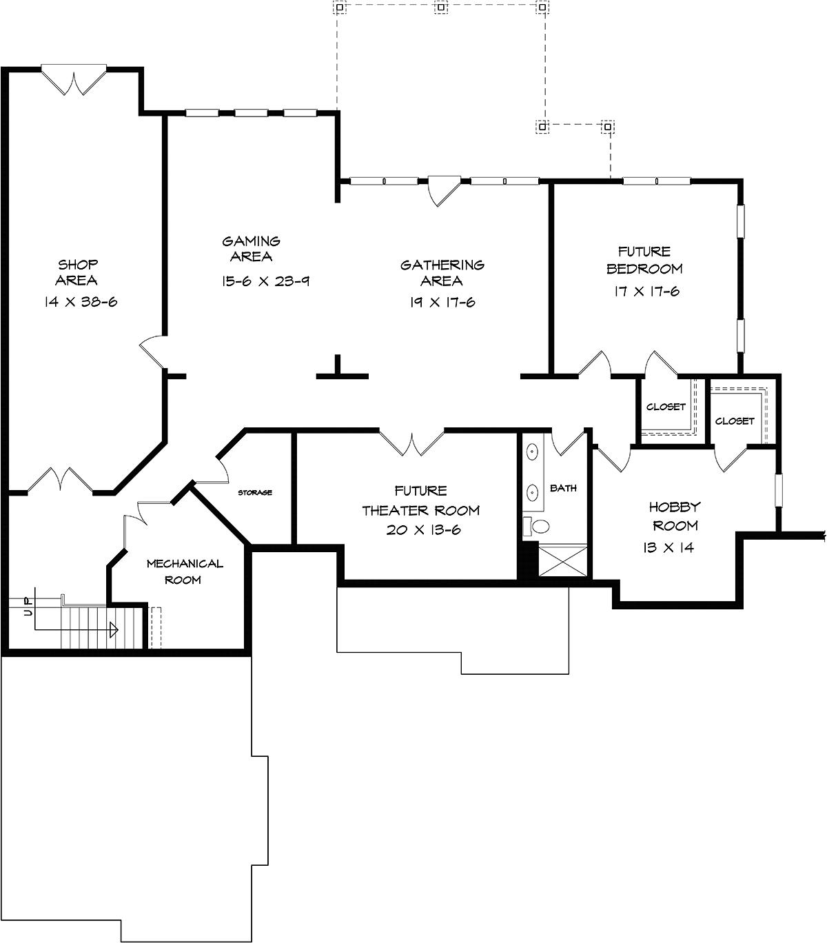 Craftsman House Plan 58257 with 3 Beds, 4 Baths, 2 Car Garage Lower Level Plan