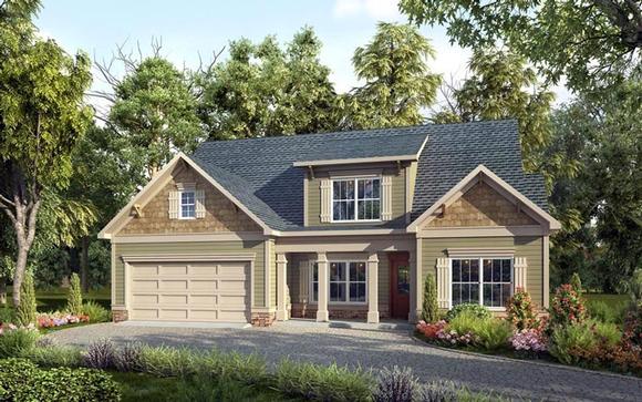 Craftsman, Traditional House Plan 58258 with 4 Beds, 3 Baths, 2 Car Garage Elevation