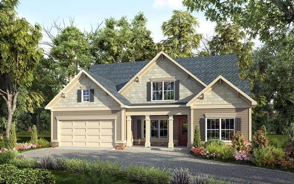 Craftsman, Traditional House Plan 58259 with 4 Beds, 3 Baths, 2 Car Garage Elevation