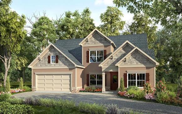 Craftsman, Traditional House Plan 58260 with 4 Beds, 3 Baths, 2 Car Garage Elevation