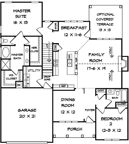 Craftsman, Traditional House Plan 58262, 2 Car Garage First Level Plan