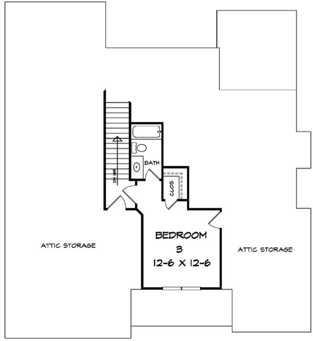Craftsman, Traditional House Plan 58262, 2 Car Garage Second Level Plan