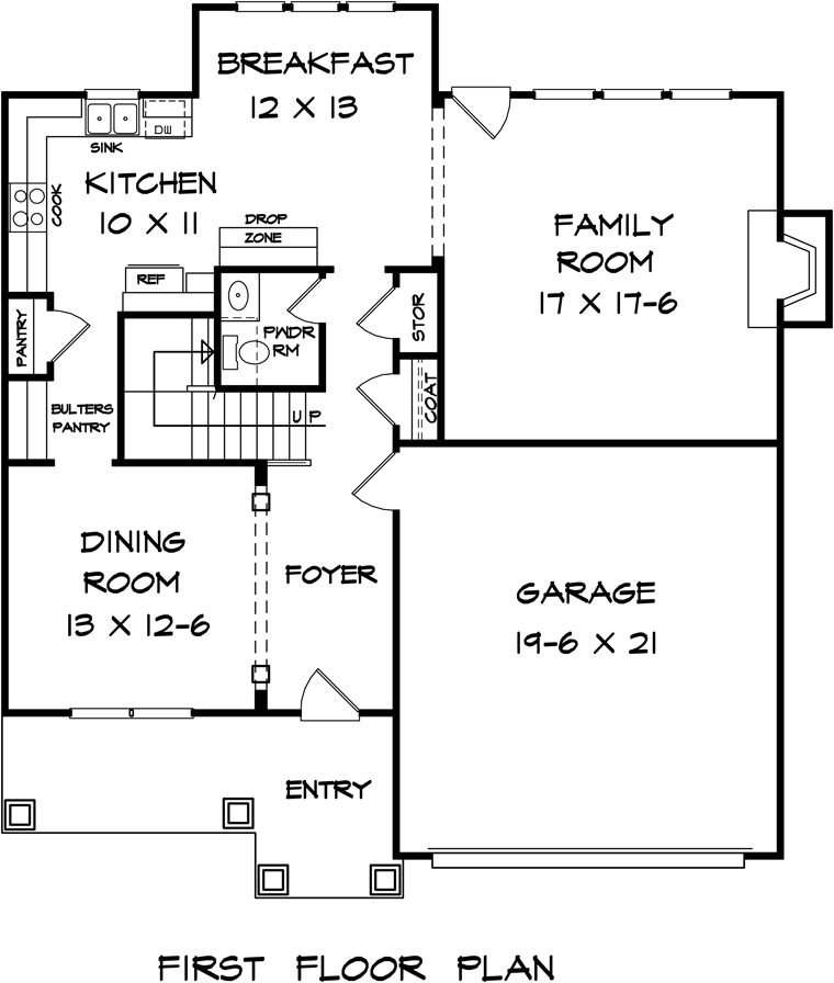 House Plan 58271 - Traditional Style with 2554 Sq Ft, 4 Bed, 2 Ba