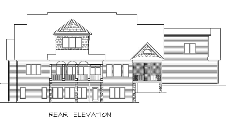 Country, Craftsman, Farmhouse, Southern, Traditional Plan with 3277 Sq. Ft., 4 Bedrooms, 5 Bathrooms, 3 Car Garage Rear Elevation