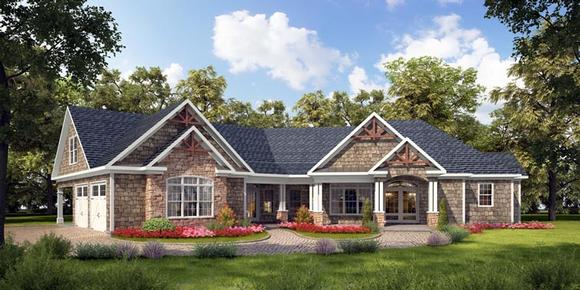 Cottage, Country, Craftsman, Traditional House Plan 58273 with 3 Beds, 3 Baths, 2 Car Garage Elevation