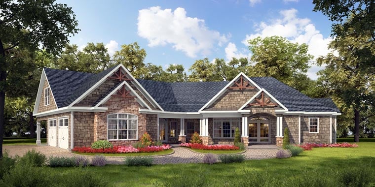 Cottage, Country, Craftsman, Traditional Plan with 2818 Sq. Ft., 3 Bedrooms, 3 Bathrooms, 2 Car Garage Elevation