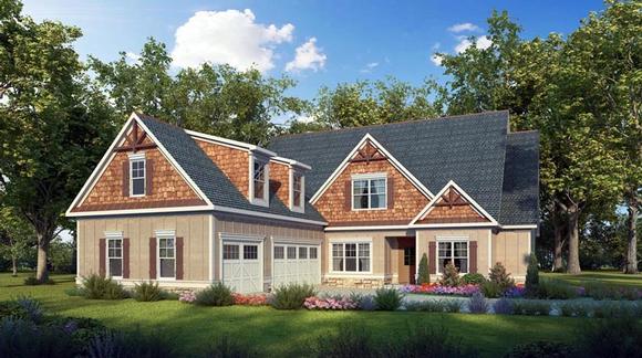 Craftsman, Traditional House Plan 58277 with 4 Beds, 4 Baths, 3 Car Garage Elevation