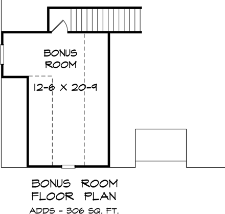 Craftsman House Plan 58278 with 3 Beds, 2 Baths, 2 Car Garage Second Level Plan