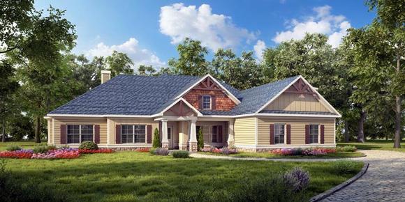Craftsman, Traditional House Plan 58279 with 4 Beds, 3 Baths, 2 Car Garage Elevation