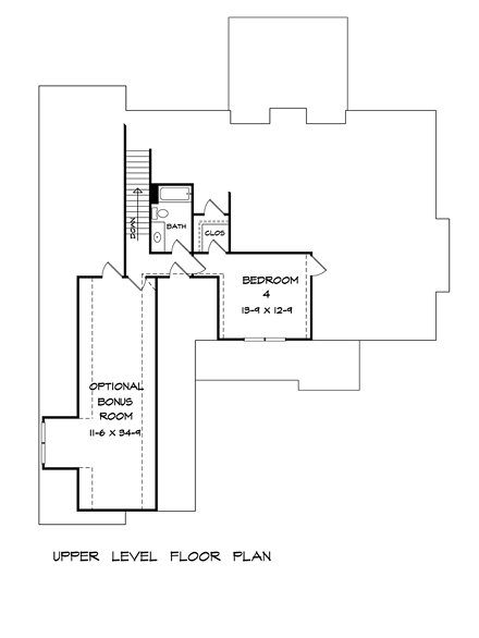 Bungalow, Craftsman House Plan 58281 with 4 Beds, 4 Baths, 2 Car Garage Second Level Plan