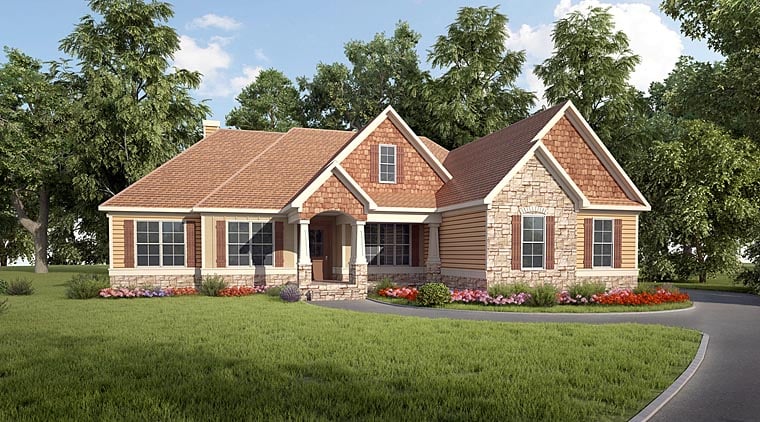 Cottage, Craftsman, Traditional Plan with 2467 Sq. Ft., 3 Bedrooms, 3 Bathrooms, 2 Car Garage Elevation