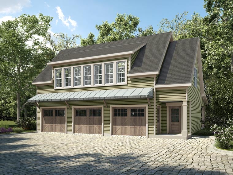 Country, Craftsman, Traditional Garage-Living Plan 58287 with 1 Beds, 2 Baths, 3 Car Garage Elevation
