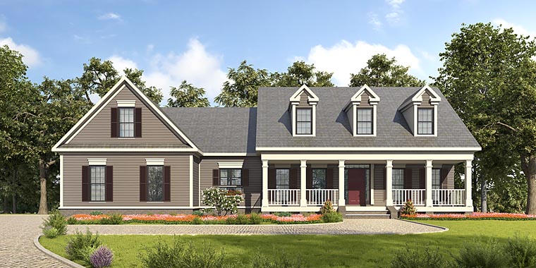 Country, Southern House Plan 58288 with 3 Beds, 3 Baths, 2 Car Garage Elevation