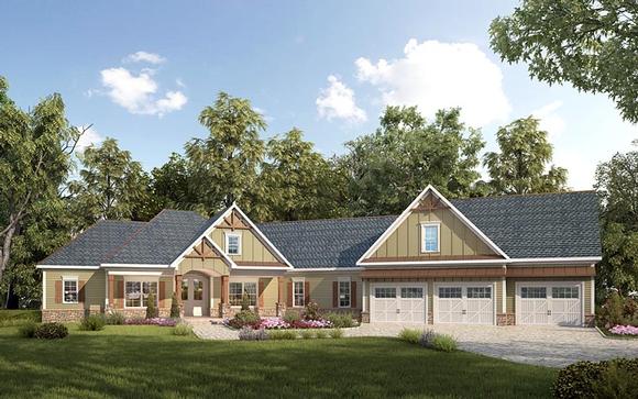Cottage, Country, Craftsman House Plan 58297 with 4 Beds, 4 Baths, 3 Car Garage Elevation