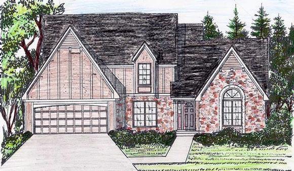 Traditional House Plan 58405 with 4 Beds, 3 Baths, 2 Car Garage Elevation