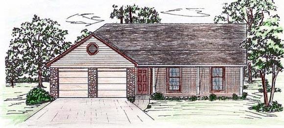 House Plan 58428 with 3 Beds, 2 Baths, 2 Car Garage Elevation