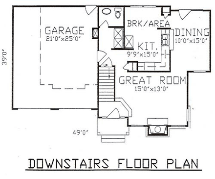 House Plan 58431 with 3 Beds, 3 Baths, 2 Car Garage First Level Plan