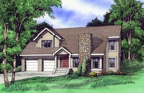 House Plan 58431 with 3 Beds, 3 Baths, 2 Car Garage Elevation
