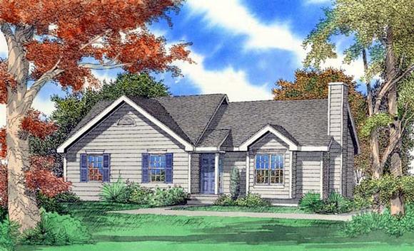 House Plan 58432 with 3 Beds, 2 Baths, 2 Car Garage Elevation