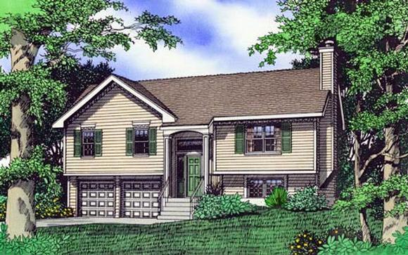 House Plan 58434 with 3 Beds, 2 Baths, 2 Car Garage Elevation