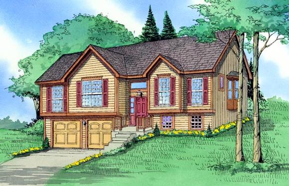 House Plan 58445 with 3 Beds, 2 Baths, 2 Car Garage Elevation